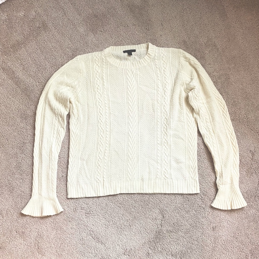 J.Crew Wool Cableknit Sweater in Cream Size M